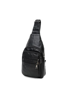 Мужская сумка-слинг кожаная JZ SB-JZK1086bl-black