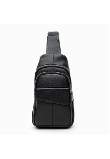 Мужская сумка-слинг кожаная JZ SB-JZK13316bl-black