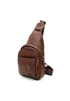 Мужская сумка-слинг кожаная JZ SB-JZk1223abr-brown