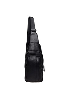 Мужская сумка-слинг кожаная JZ SB-JZK16601-black