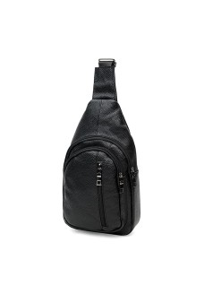 Мужская сумка-слинг кожаная JZ SB-JZK1082bl-black