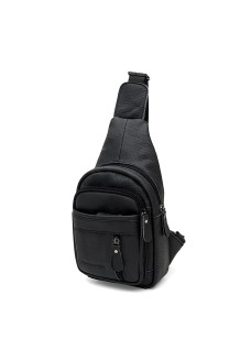 Мужская сумка-слинг кожаная JZ SB-JZK1223abl-black