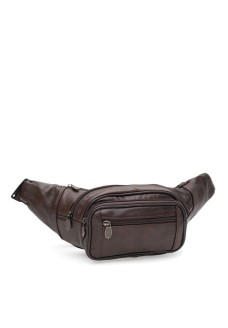 Сумка на пояс шкіряна бананка JZ SB-JZK18012br-коричнева