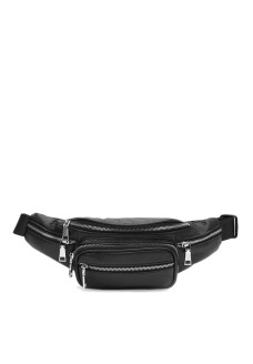 Сумка на пояс шкіряна бананка JZ SB-JZK16292bl-black