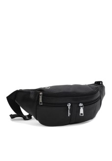 Сумка на пояс кожаная бананка JZ SB-JZk10428bl-black