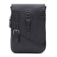 Мужская сумка кожаная с фактурой под крокодила JZ SB-JZK15219bl-black