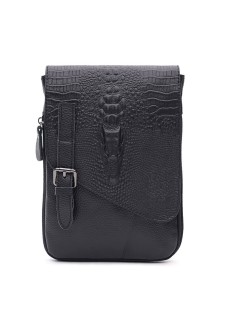Чоловіча шкіряна сумка з текстурою під крокодила JZ SB-JZK15219bl-black