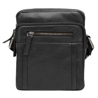 Чоловіча шкіряна сумка з двома відділеннями JZ SB-JZ1FSL-931-чорна