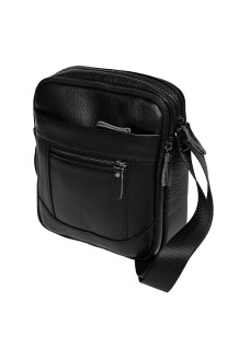 Шкіряна сумка через плече19х21 Borsa Leather SO-10m223-black(21424)