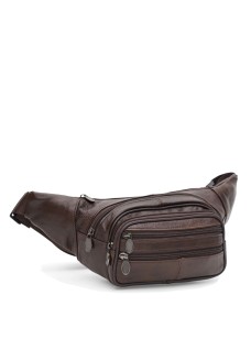 Сумка на пояс кожаная бананка JZ SB-JZK18015br-brown