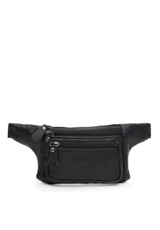 Сумка на пояс шкіряна бананка JZ SB-JZK18889a-black