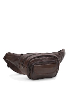 Сумка на пояс кожаная бананка JZ SB-JZK18014br-brown