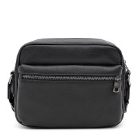 Мужская кожаная сумка горизонтальная JZ SB-JZK16692bl-black