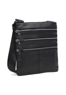 Мужская кожаная сумка плоская JZ SB-JZK1301bl-black