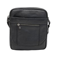 Шкіряна сумка через плече19х21 Borsa Leather SO-10m223-black(21424)