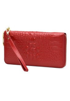 Женский кошелёк кожаный клатч на молнии JZ SB-JZK15201-red