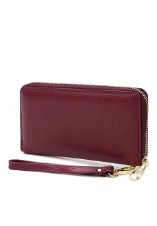 Жіночий гаманець з натуральної шкіри клатч на блискавці JZ SB-JZK12707bo-bordo