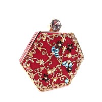 Оригинальный женский клатч-шкатулка со стразами Sana pari N00611-2 RED 17,5х15,2х4,5см красный