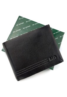 Оригінальне чоловіче портмоне зі шкіри MD Leather MD-555-12A (JZ6733) чорний