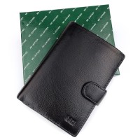 Гаманець зі шкіри із секцією для документів MD Leather MD-22-302B (JZ6719) чорний