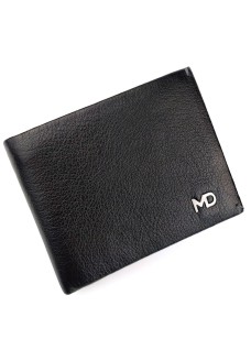Мужской кожаный кошелек с зажимом для денег MD Leather MD-555-2A (JZ6732) черный