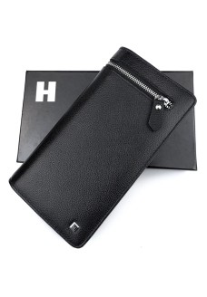 Оригинальный кожаный мужской кошелек Horton H-141-1 (JZ6754) черный