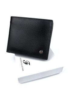 Вместительный кошелек из кожи с зажимом для денег Salfeite F-03-1 (JZ6781) черный