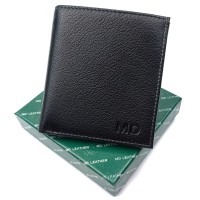 Якісний шкіряний чоловічий гаманець MD Leather MD-608-A (JZ6739) чорний