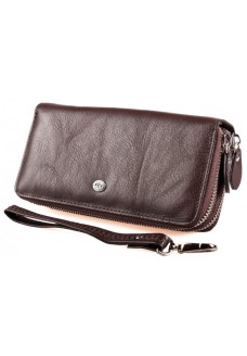 Шкіряний гаманець клатч на дві блискавки ST Leather (SТ238-2) 98578 Коричневий