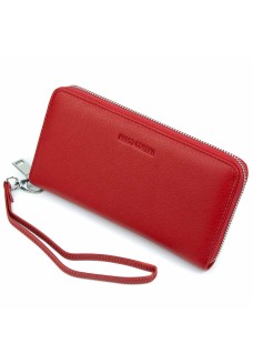Місткий шкіряний гаманець з ремінцем для жінок Marco Coverna MC-7003-2 (JZ6687) червоний