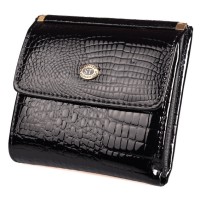 Женский кожаный кошелек складной маленький лаковый ST Leather (S1101A) 98198 Черный