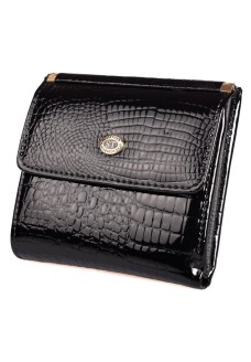 Женский кожаный кошелек складной маленький лаковый ST Leather (S1101A) 98198 Черный