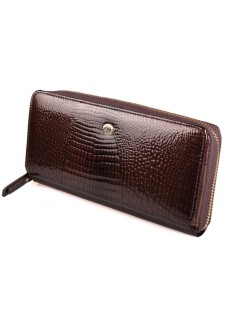 Жіночий шкіряний гаманець клатч на блискавки з візитниці ST Leather (S7001A) 98269 Коричневий