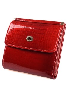 Жіночий шкіряний гаманець складаний маленький лаковий ST Leather (S1101A) 98205 Червоний