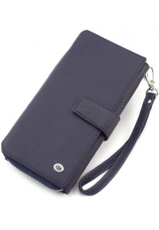 Шкіряний гаманець клатч на блискавки ST Leather (SТ228) 98573 Синій
