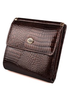 Жіночий шкіряний гаманець складаний маленький лаковий ST Leather (S1101A) 98201 Коричневий