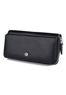 Шкіряний гаманець на блискавки з візитниці ST Leather (ST202) 98408 Чорний