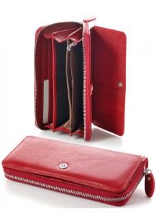 Жіночий шкіряний гаманець клатч на блискавки Boston (B202) 98124 Червоний насичений