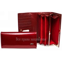 Гаманець жіночий з натуральної лакованої шкіри червоний