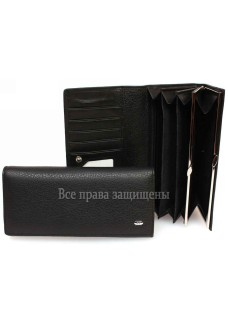 Класичний шкіряний жіночий гаманець чорного кольору