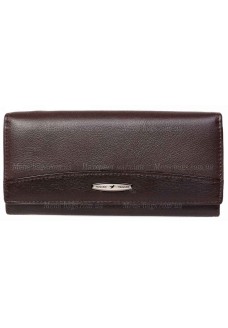 Темно-коричневий жіночий матовий гаманець на механічній застібці