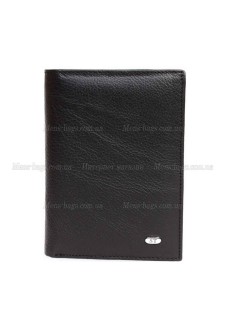 Мужское кожаное черное портмоне с отелом для водительских документов