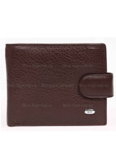 Чоловічий коричневий шкіряний гаманець на кнопці