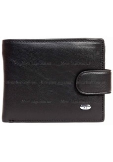 Чоловічий чорний шкіряний гаманець із застібкою