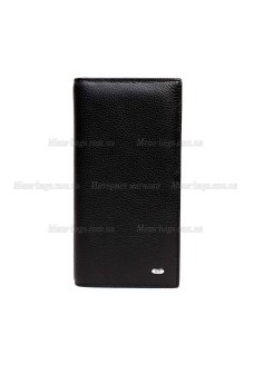 Чорний стильний шкіряний гаманець без засувки