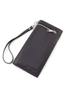 Кожаный мужской бумажник на молнии с блоком под много карточек 10х19,517 Marco Coverna 9006(18145) чёрный