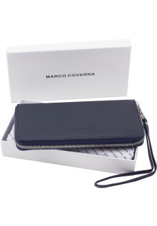 Місткий шкіряний гаманець на блискавці 20х10 Marco Coverna 77006-5(18029) синій