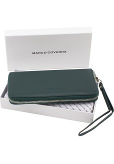 Вместительный кожаный кошелек на молнии 20х10 Marco Coverna 77006-7(18030) зелёный