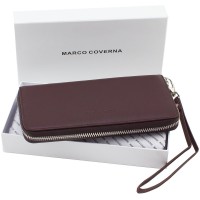 Вместительный кожаный кошелек на молнии 20х10 Marco Coverna 77006-8(18035) коричневый
