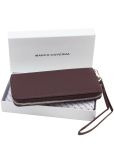 Місткий шкіряний гаманець на блискавці 20х10 Marco Coverna 77006-8(18035) коричневий